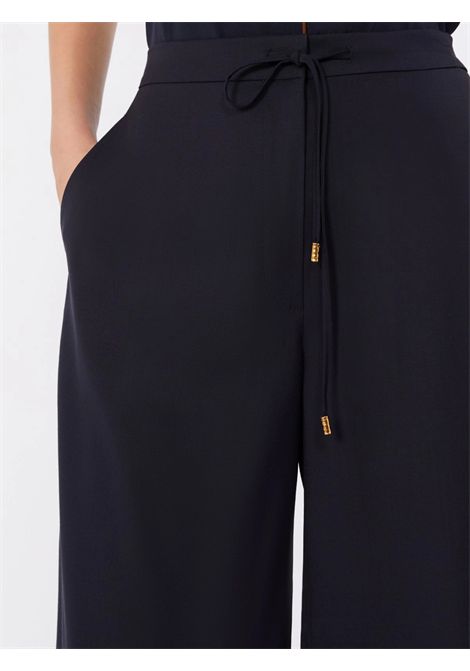 Max Mara Studio Pantalone Mstcrisma a Gamba Larga in Lana Blu Donna Max Mara Studio | Pantaloni | 2626136031600008